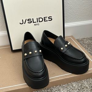 Black chunky platform loafers from j slides size 7